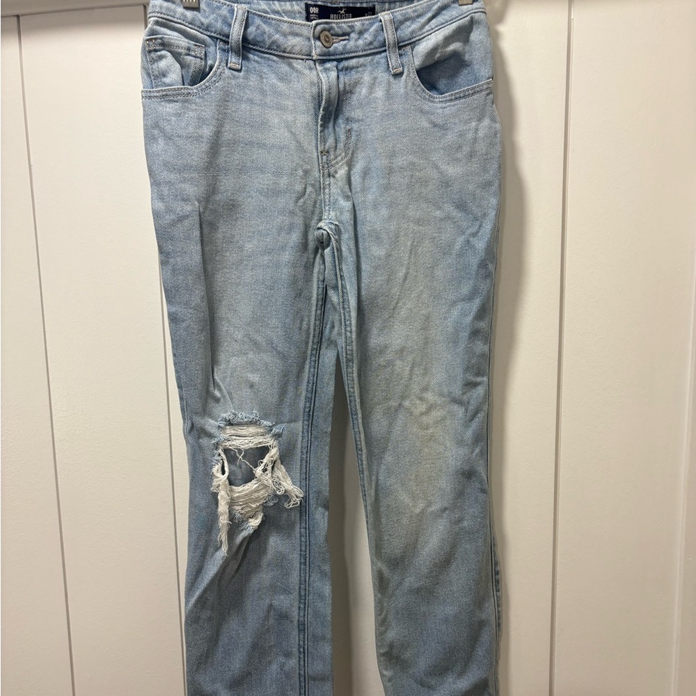 Hollister Distressed Low Rise 90's Vintage Straight Women's size 00R Blue Jeans